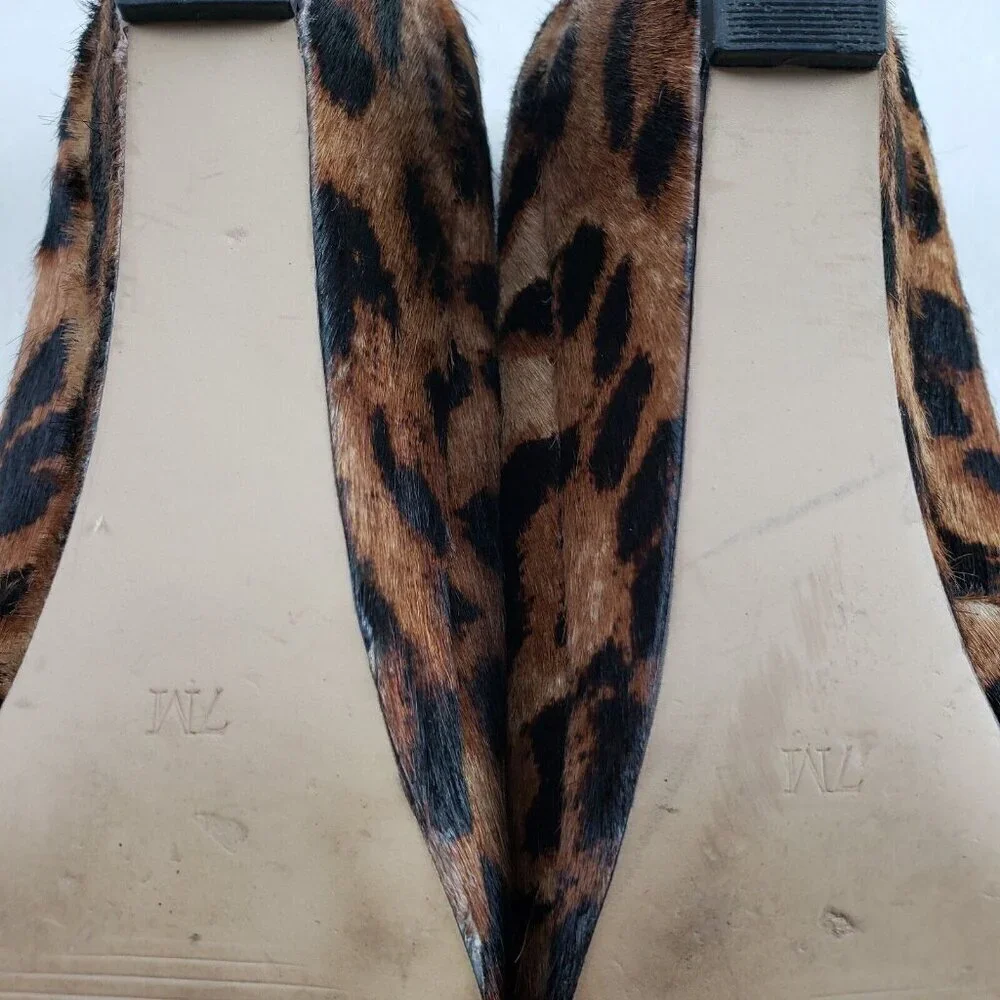 Talbots Leopard Print Laney Wedge Womens 7 Brown Calf Hair Low Closed Toe Heel